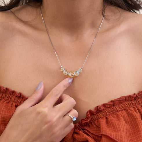 Albâtre | Argent sterling .925 | Collier fermoir infini en verre luciole